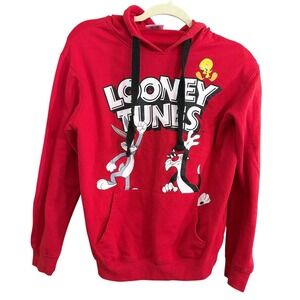 Looney Tunes Bugs Bunny Sylvester Tweety Bird Red Hoodie Size S